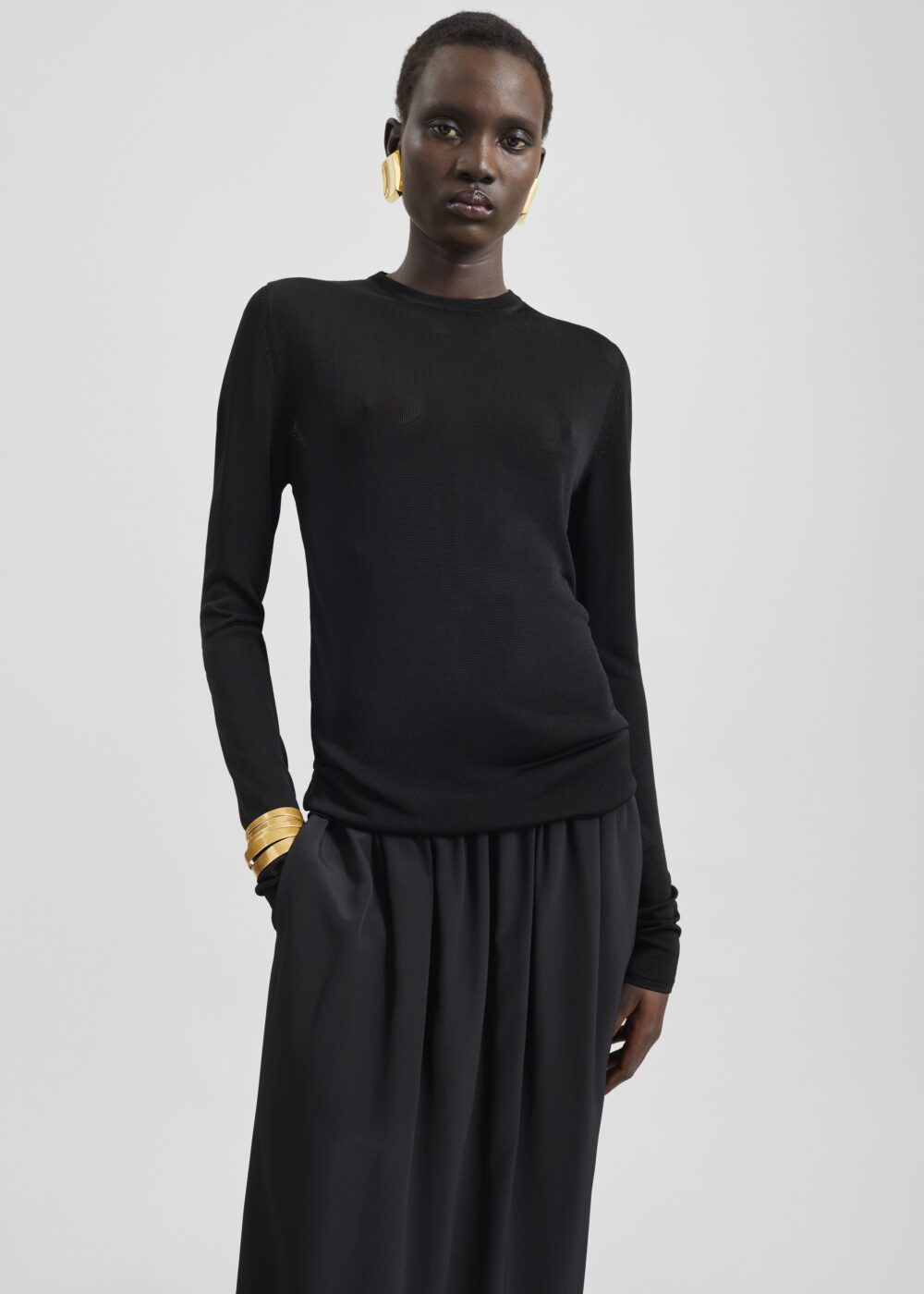Kazel Thin Knit Top - Black - Image 5