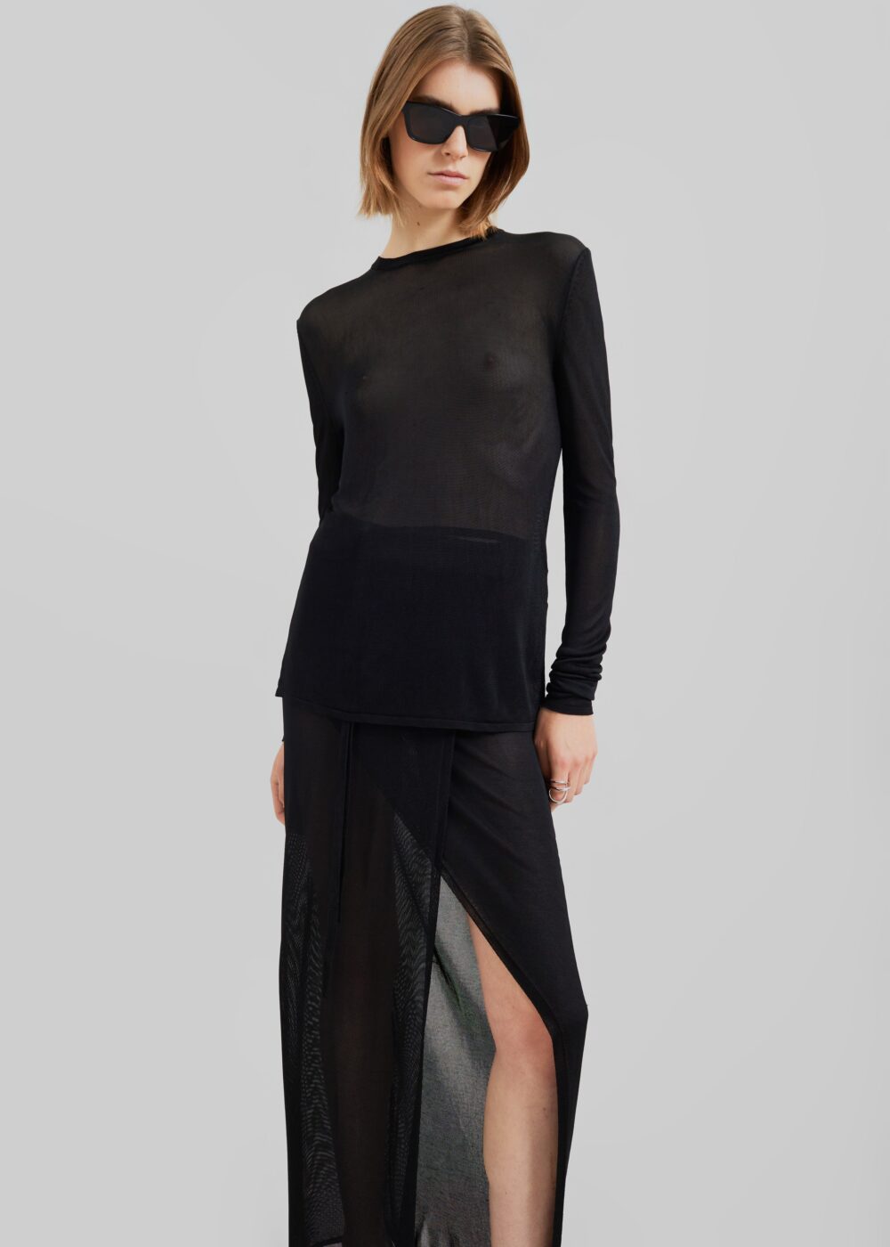 Kazel Thin Knit Top - Black - Image 6