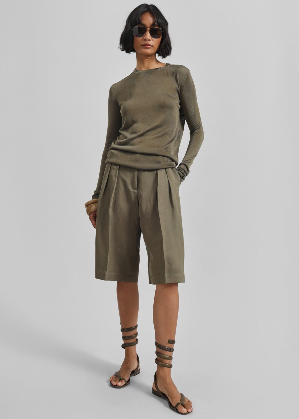 Kazel Thin Knit Top - Khaki - Image 4