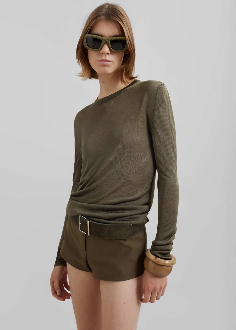 Kazel Thin Knit Top - Khaki - Image 9
