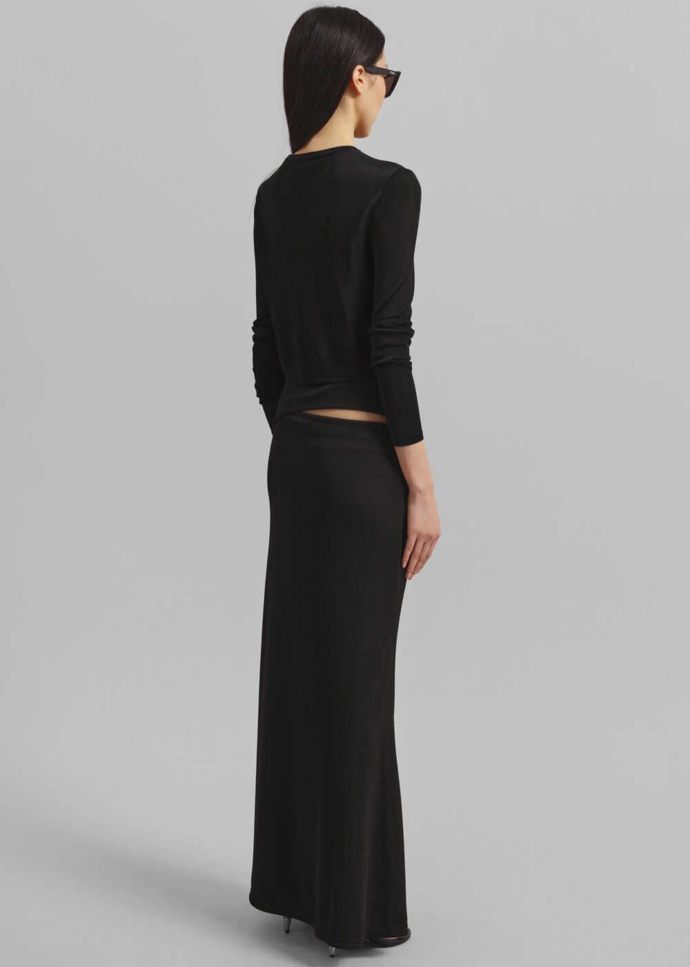 Kazel Cropped Thin Knit Top - Black - Image 11