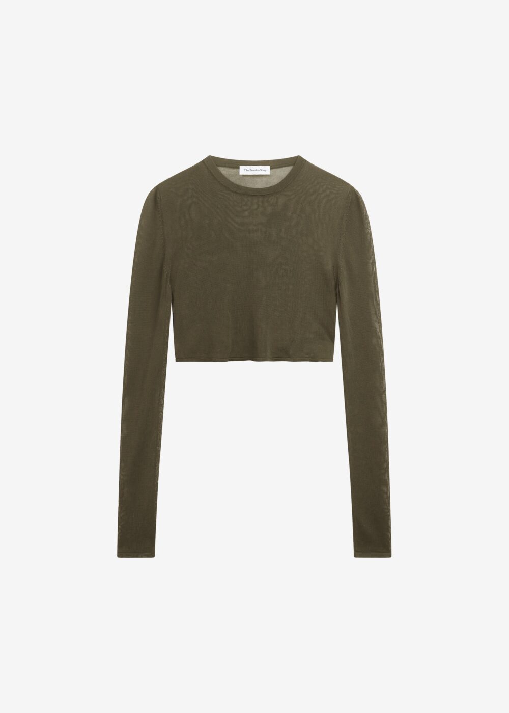 Kazel Cropped Thin Knit Top - Khaki - Image 7