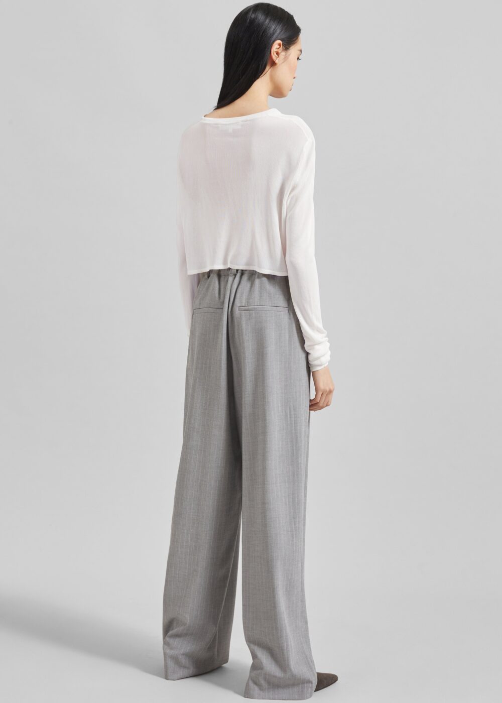 Kazel Cropped Thin Knit Top - White - Image 10