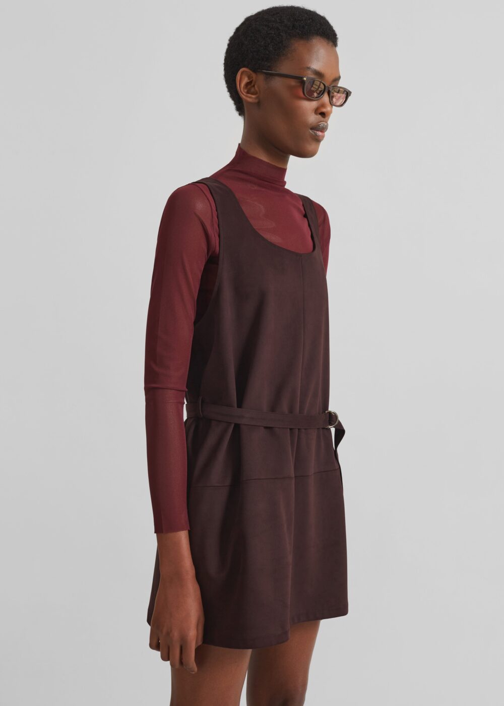 Kildare Faux Suede Dress - Plum - Image 3