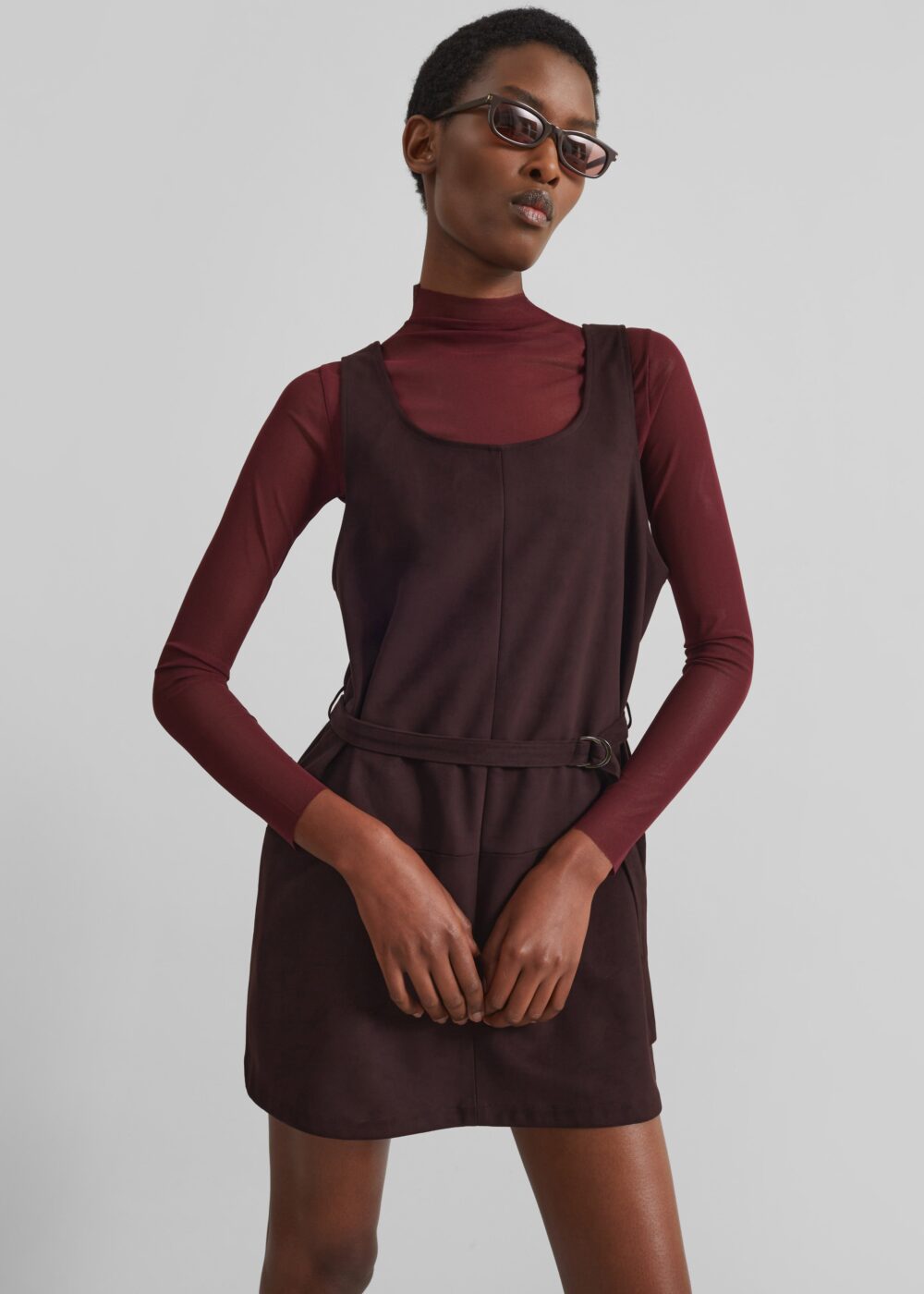 Kildare Faux Suede Dress - Plum - Image 5