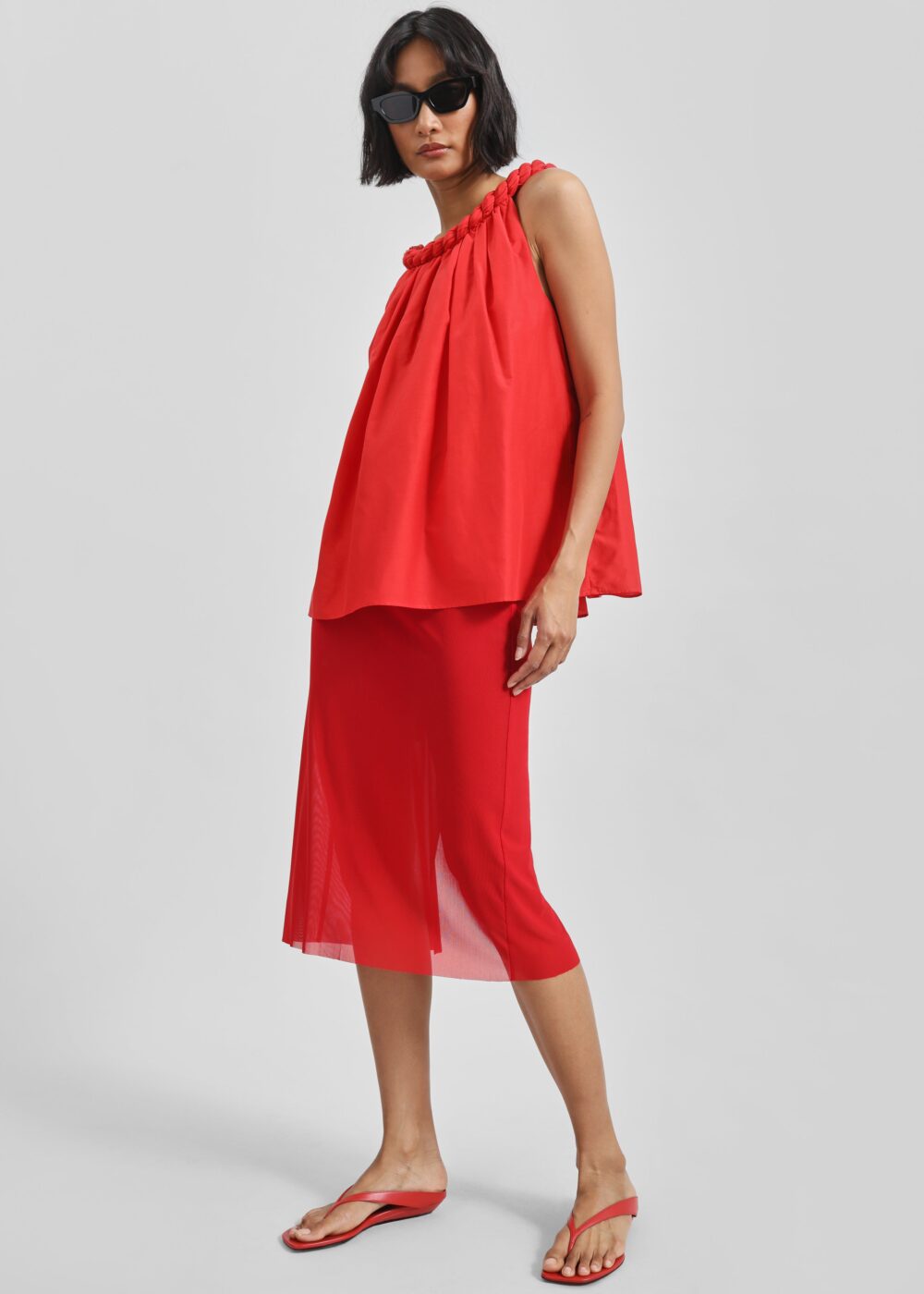 Loulou de Saison Coda Nappa Leather Sandals - Tomato - Image 7