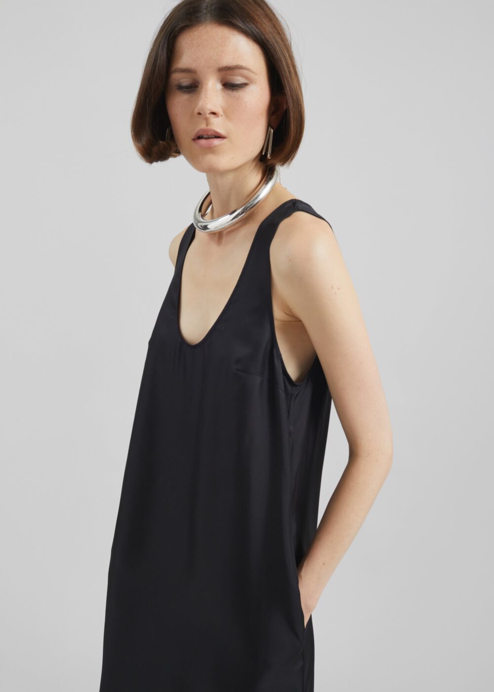 Loulou de Saison Nada Silk Long Dress - Black - Image 4