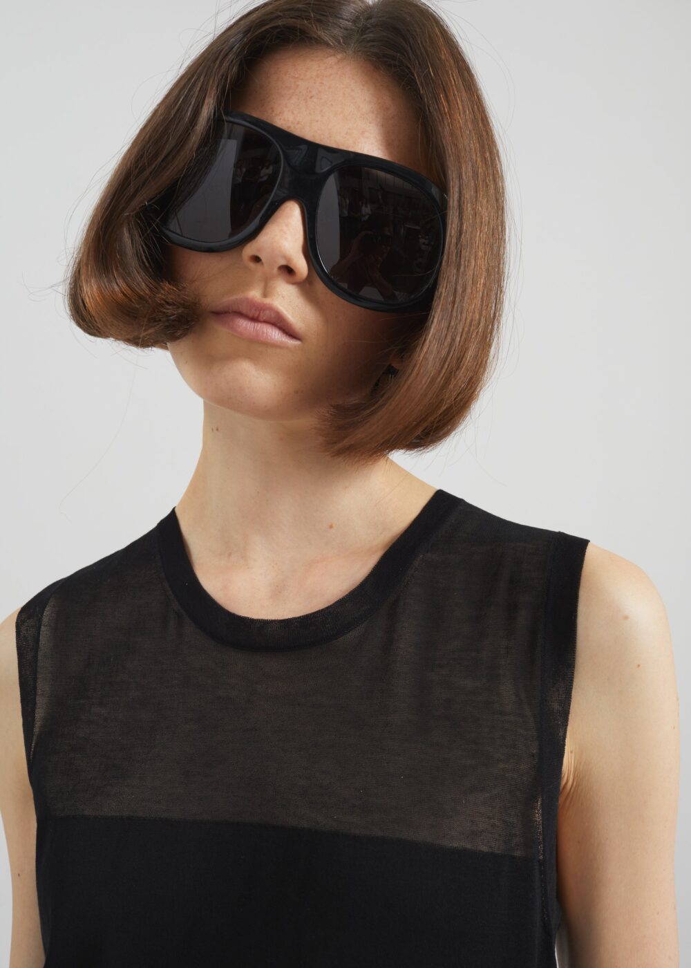 Loulou de Saison Philae Sheer Jersey Dress - Black - Image 5