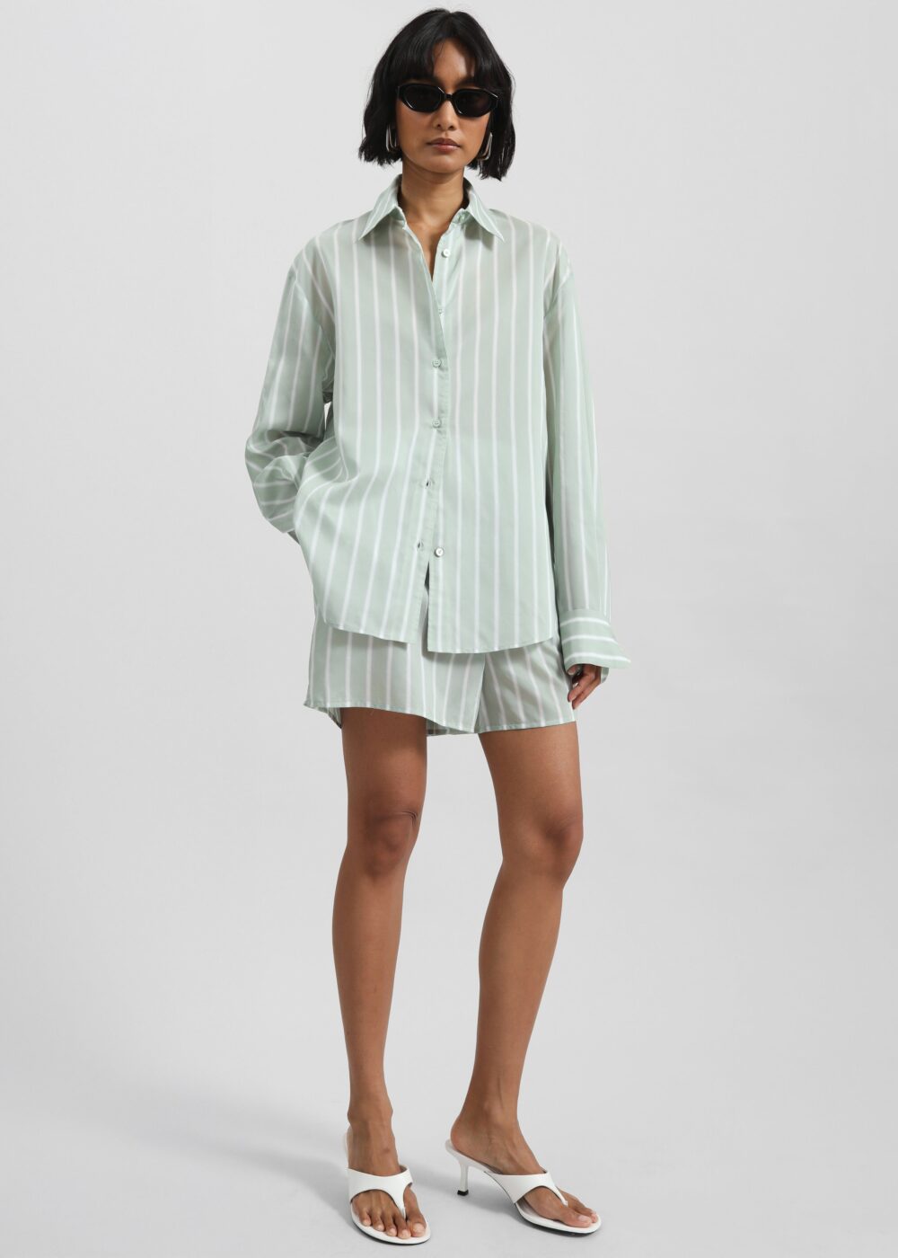 Lui Silk Boxer Shorts - Green Stripe - Image 8