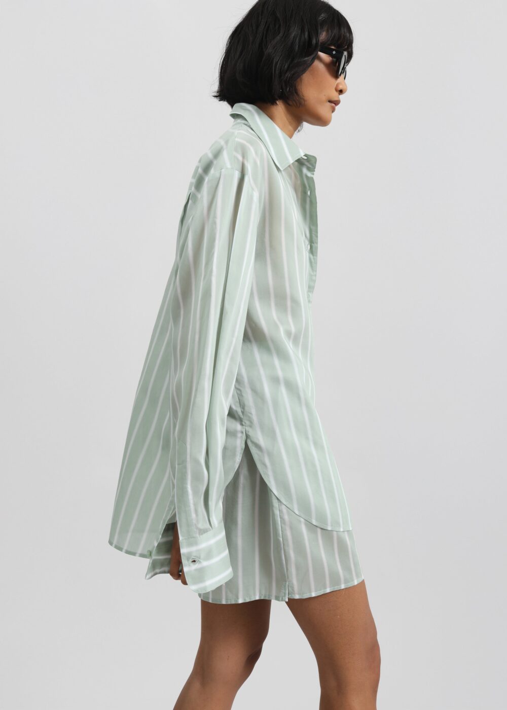 Lui Silk Boxer Shorts - Green Stripe - Image 4