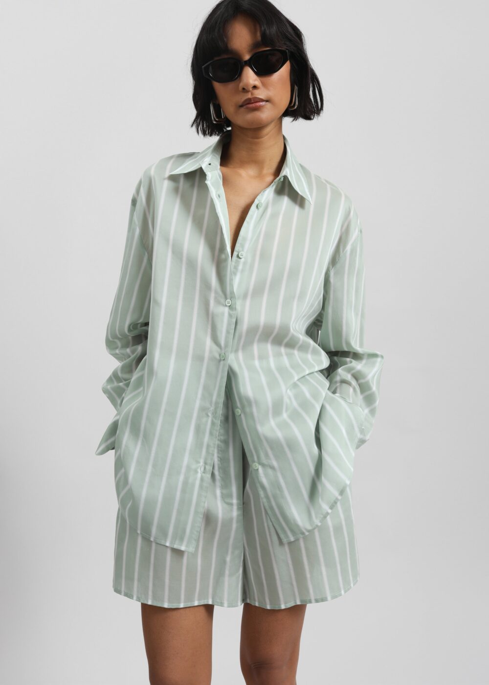 Lui Silk Boxer Shorts - Green Stripe - Image 3