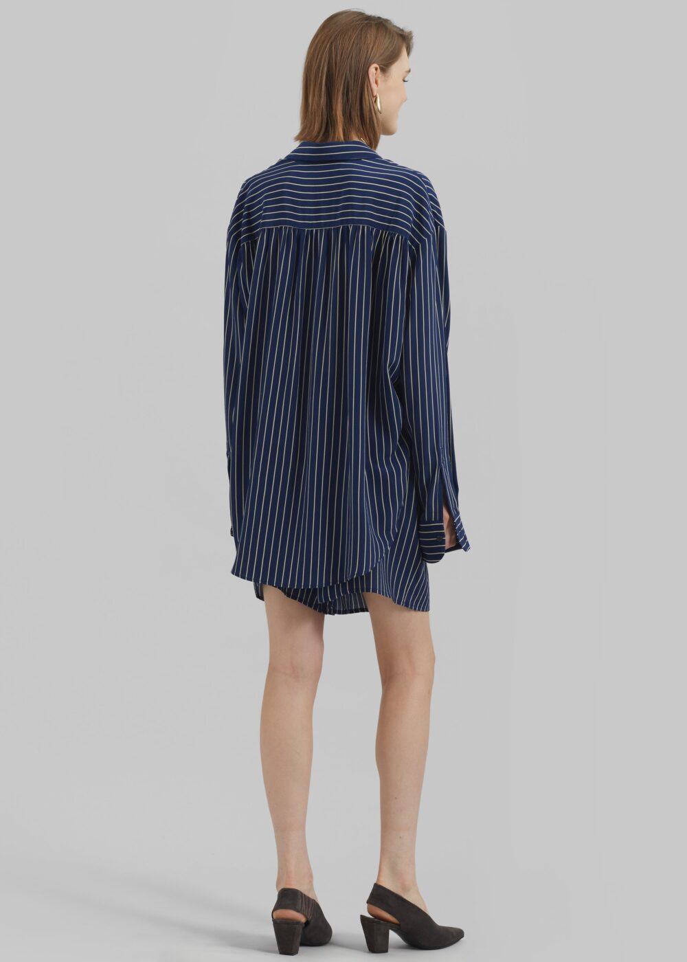 Lui Striped Boxer Shorts - Navy/Beige Pinstripe - Image 5