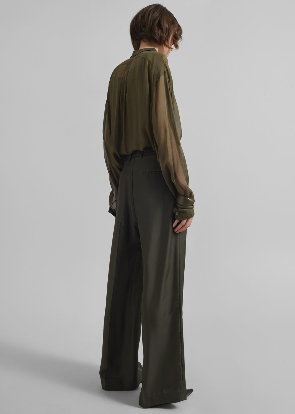 Marfa Pleated Silk Trousers - Khaki - Image 7