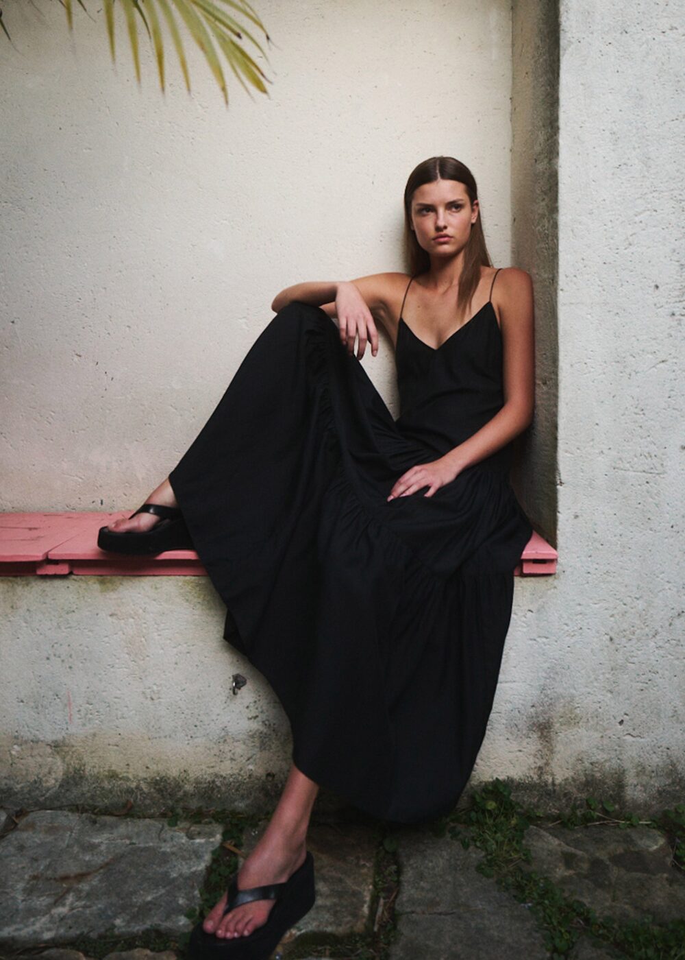 Matin Silk Tiered Dress - Black - Image 4