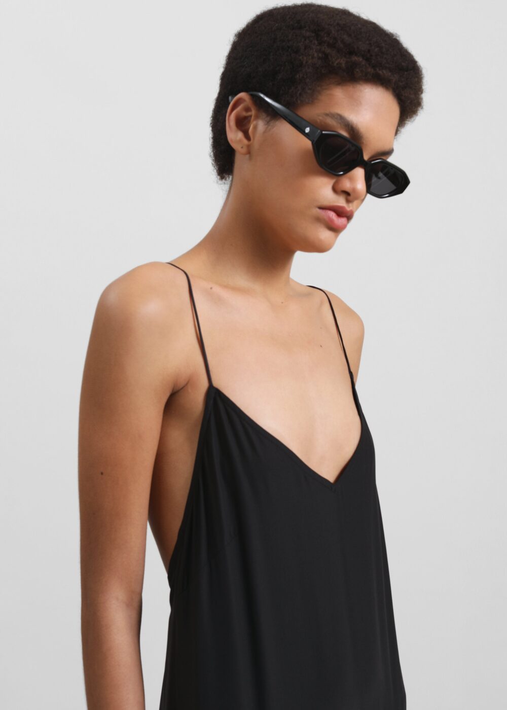 Matin Silk Tiered Dress - Black - Image 3