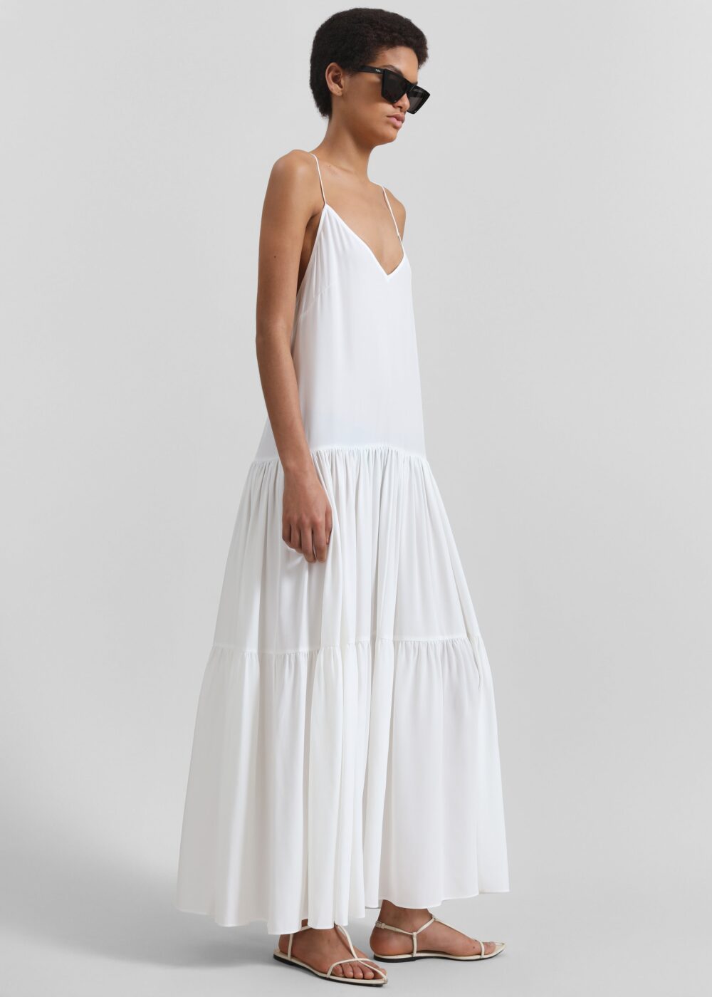 Matin Silk Tiered Dress - Natural - Image 4