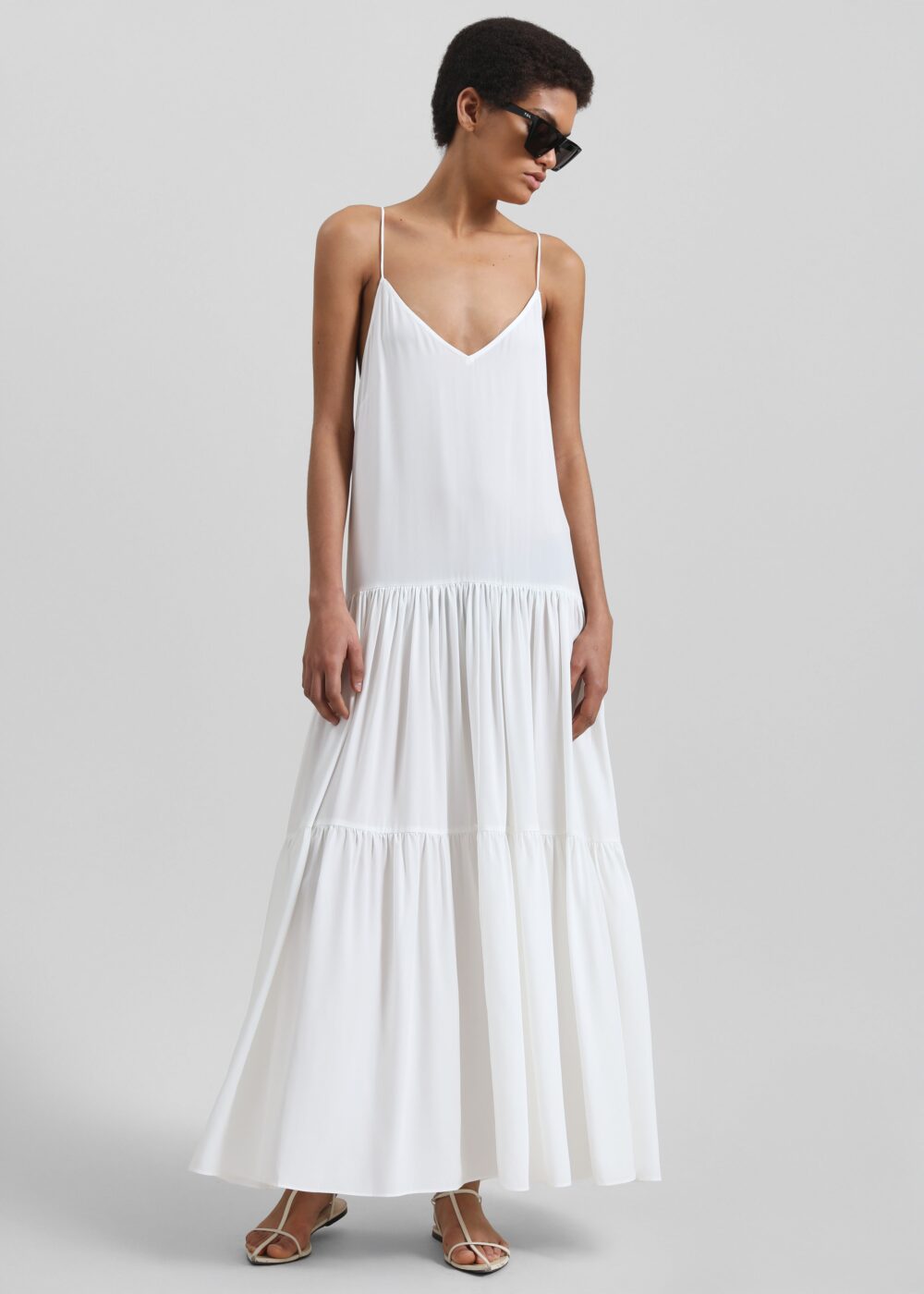 Matin Silk Tiered Dress - Natural - Image 3