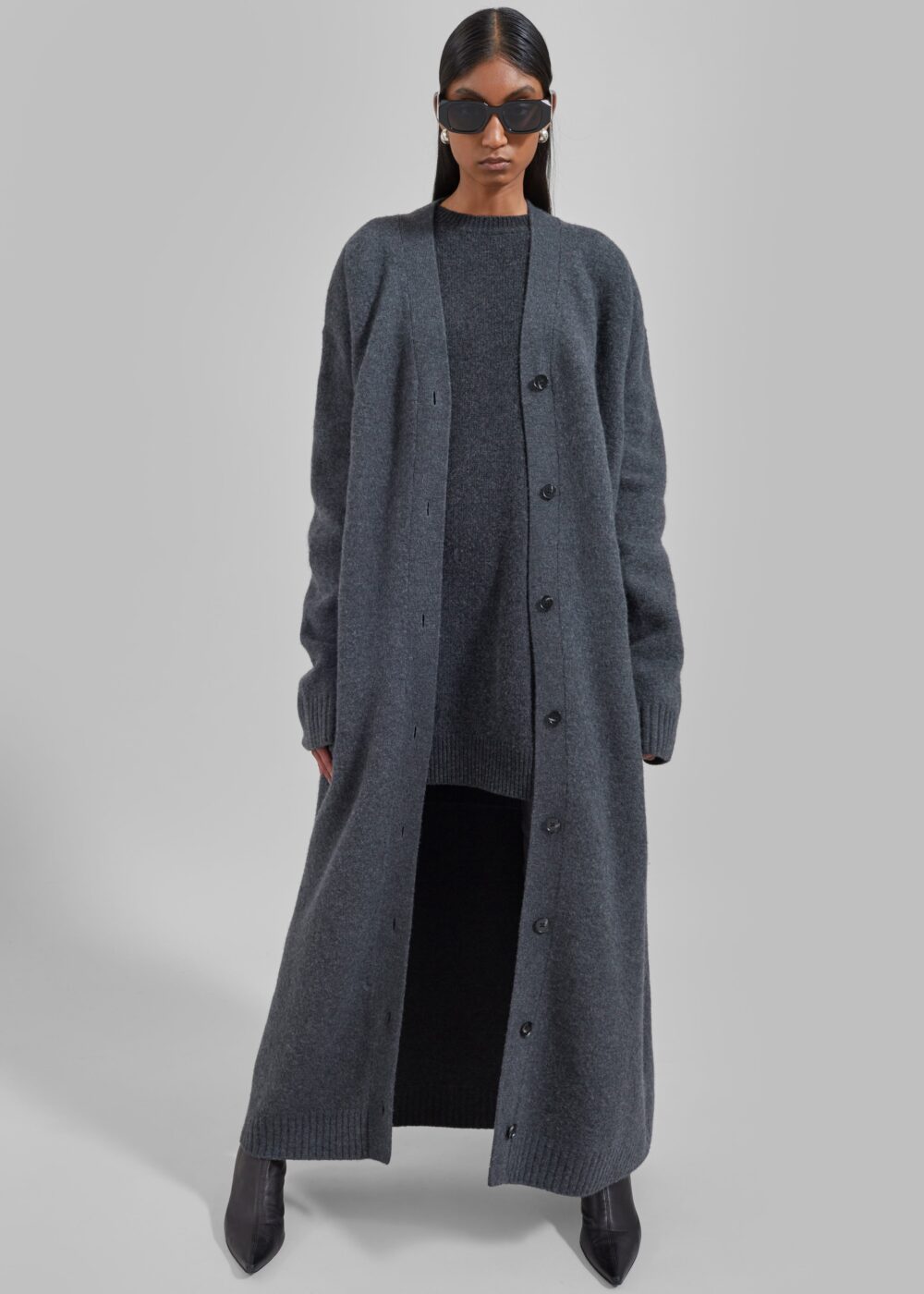 Maxime Knit Sweater Dress - Dark Grey Melange - Image 4