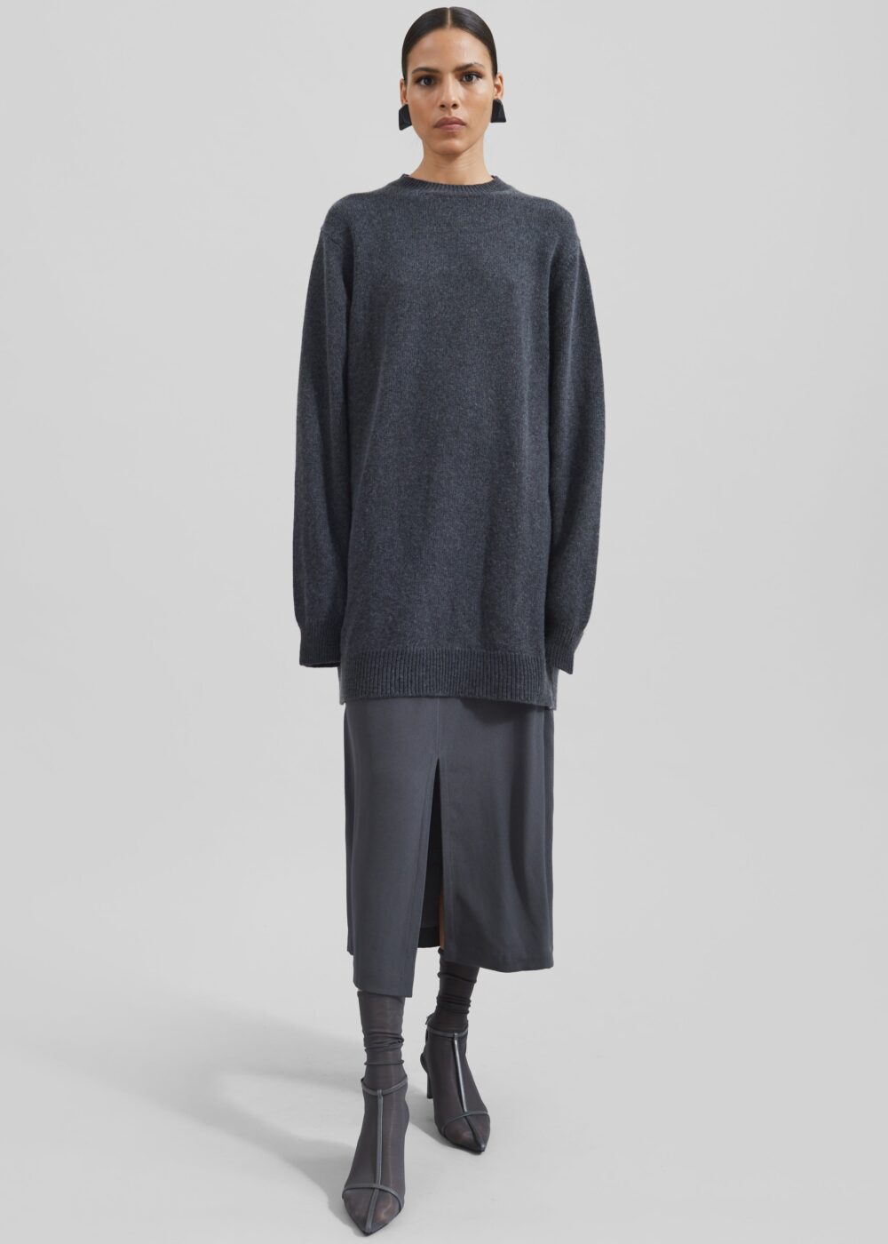 Maxime Knit Sweater Dress - Dark Grey Melange - Image 6