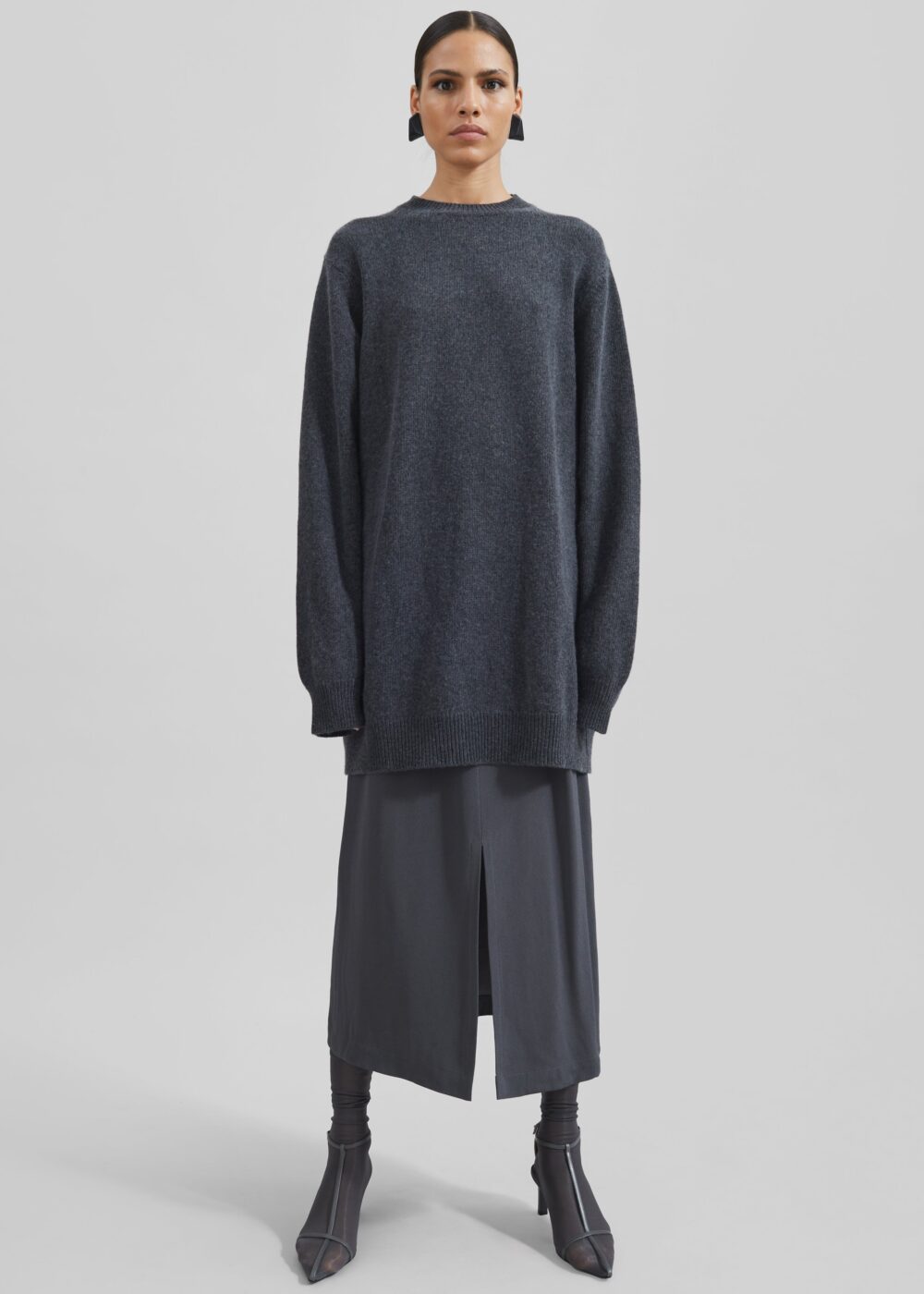 Maxime Knit Sweater Dress - Dark Grey Melange - Image 8