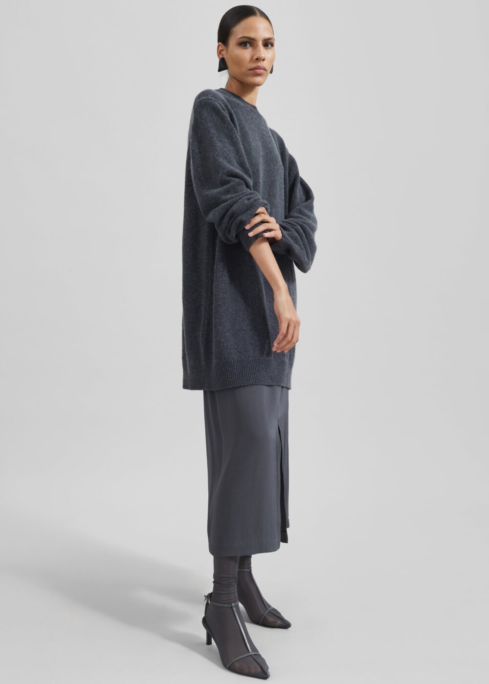 Maxime Knit Sweater Dress - Dark Grey Melange - Image 7