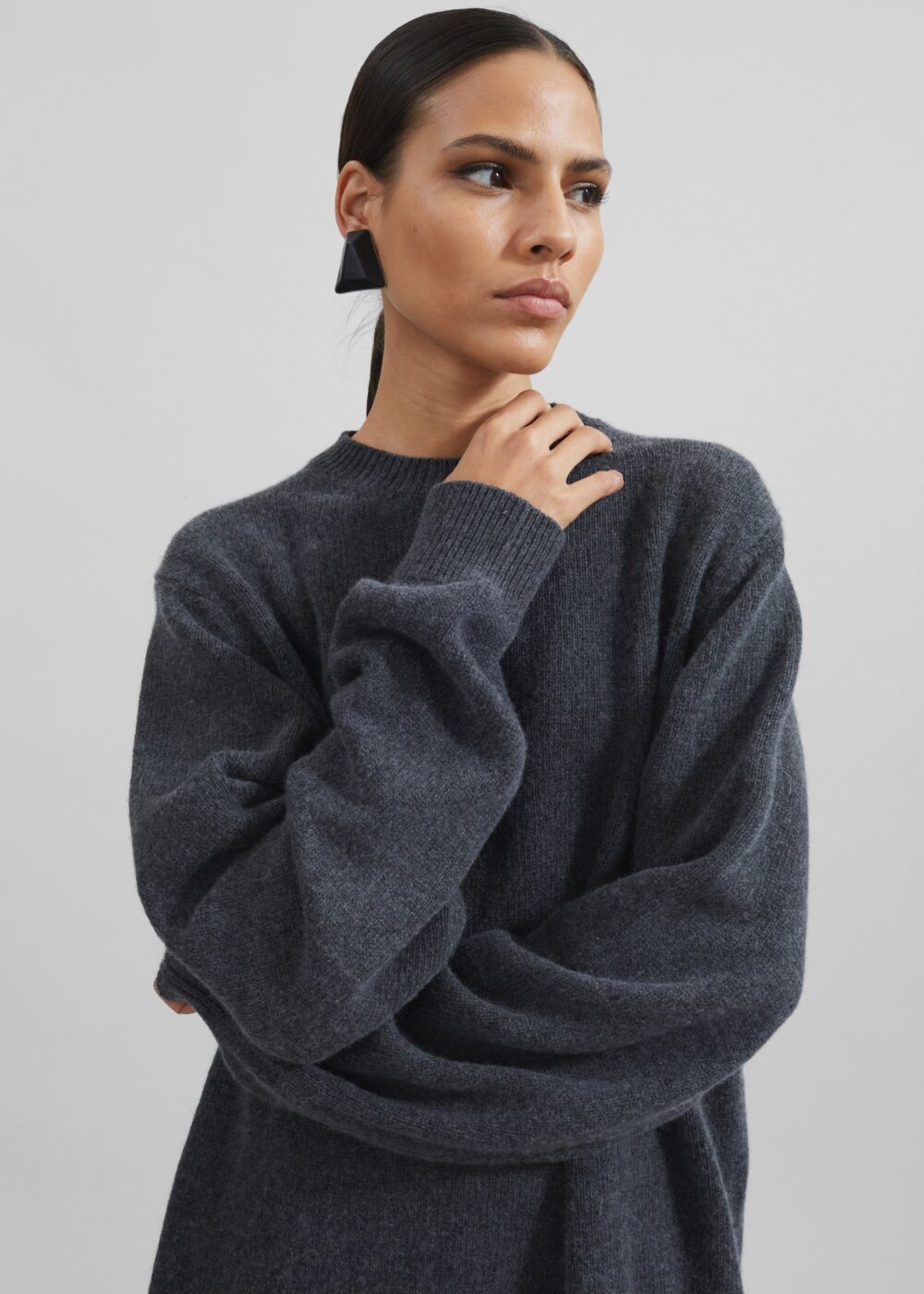 Maxime Knit Sweater Dress - Dark Grey Melange - Image 5