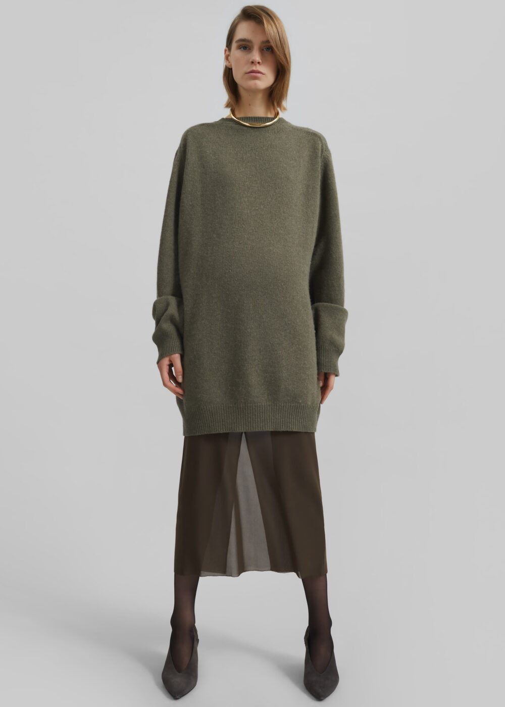 Maxine Knit Sweater Dress - Khaki - Image 4