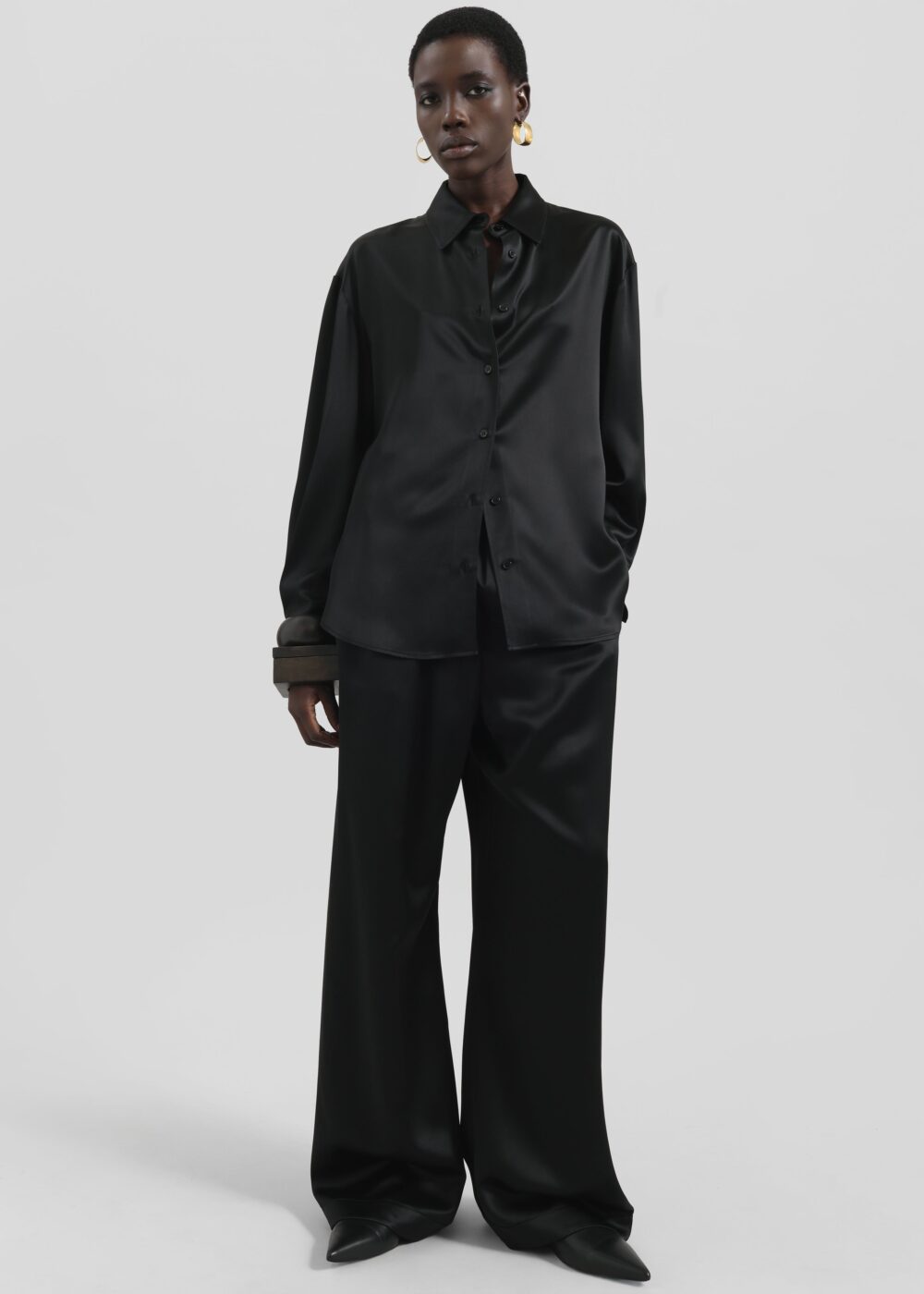 Mirca Satin Elastic Pants - Black - Image 5