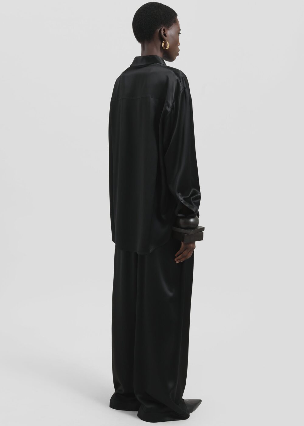 Mirca Satin Elastic Pants - Black - Image 6