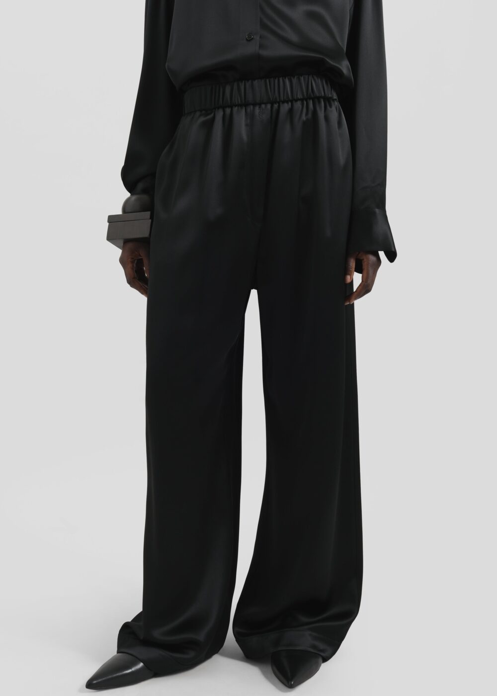 Mirca Satin Elastic Pants - Black - Image 4