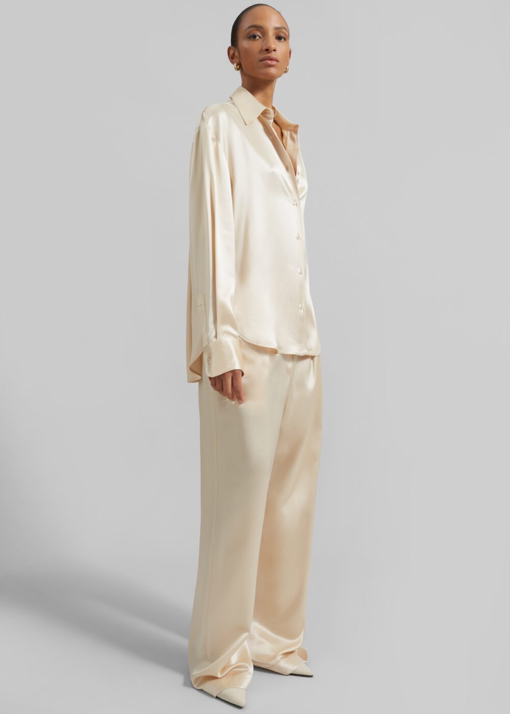 Mirca Satin Elastic Pants - Champagne - Image 5