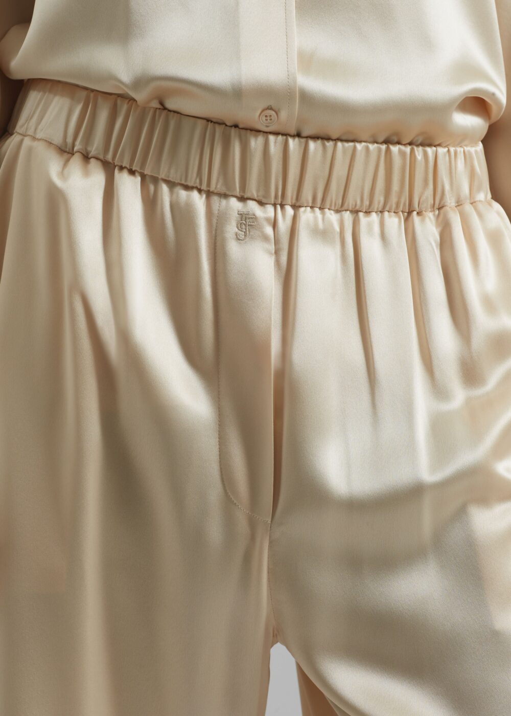 Mirca Satin Elastic Pants - Champagne - Image 3