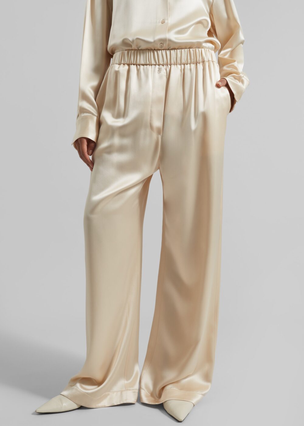 Mirca Satin Elastic Pants - Champagne - Image 6