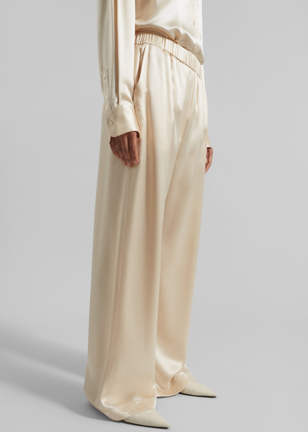 Mirca Satin Elastic Pants - Champagne - Image 4