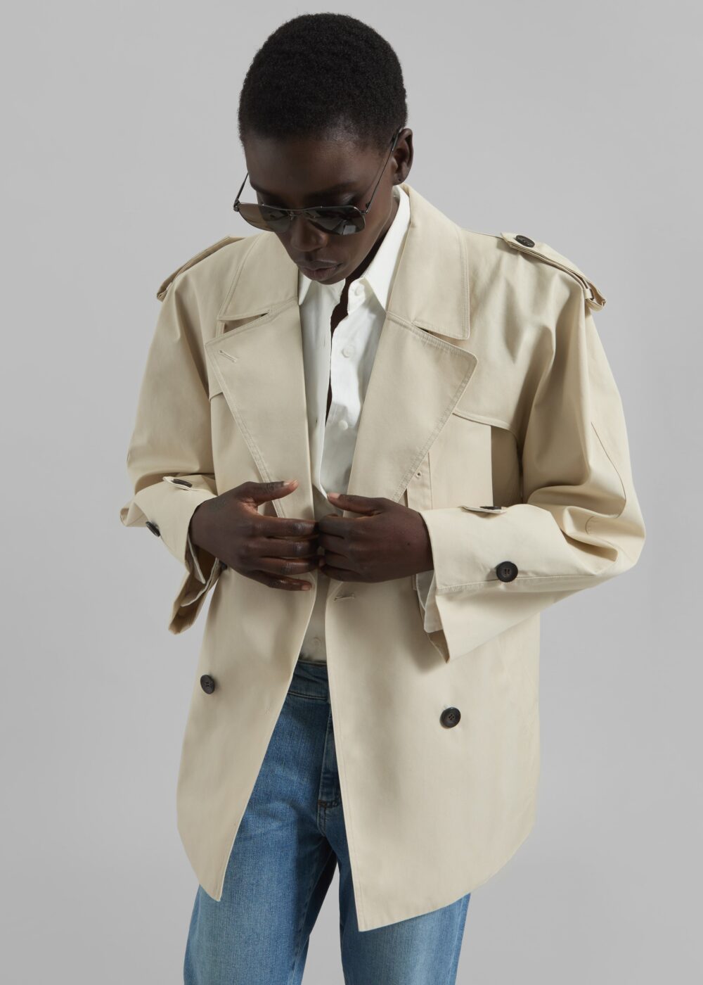 Mysen Short Convertible Trench - Ecru - Image 5