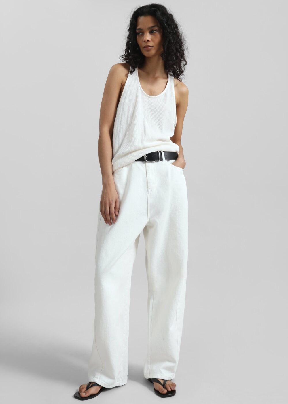 Nox Ribbed Tank Top - White - Image 5