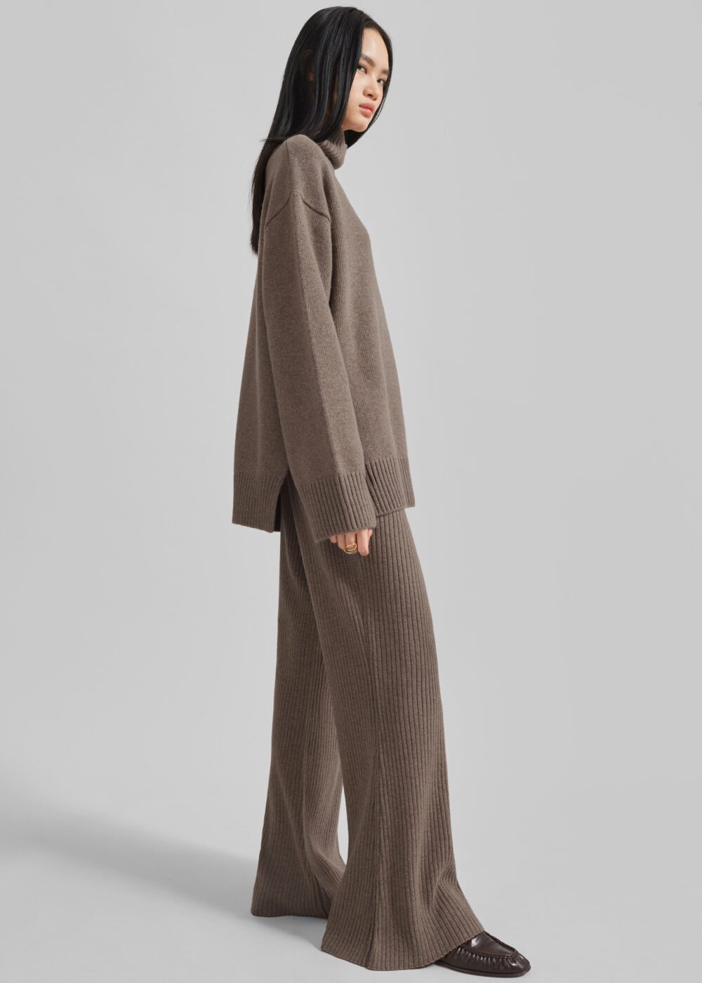 Odense Ribbed Flared Pants - Brown - Image 8