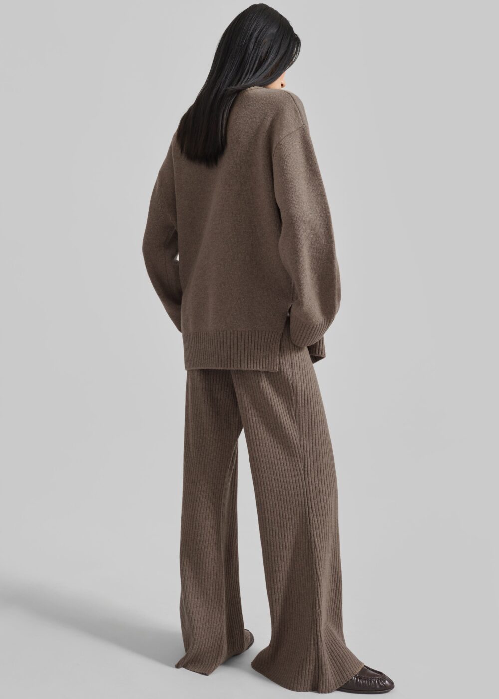 Odense Ribbed Flared Pants - Brown - Image 10