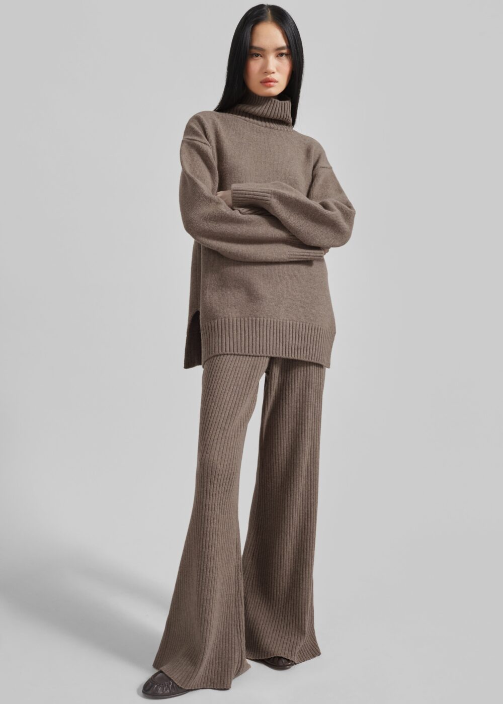 Odense Ribbed Flared Pants - Brown - Image 5