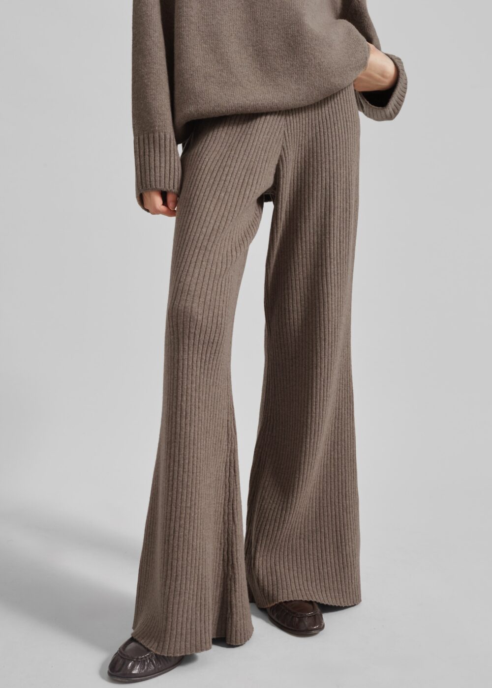 Odense Ribbed Flared Pants - Brown - Image 4