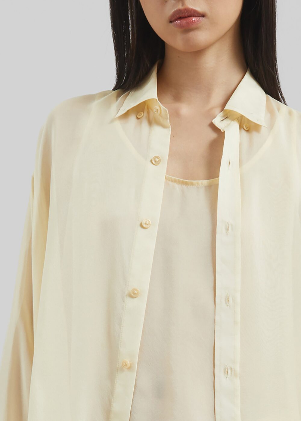 Oria Sheer Silk Chiffon Shirt - Pale Yellow - Image 9
