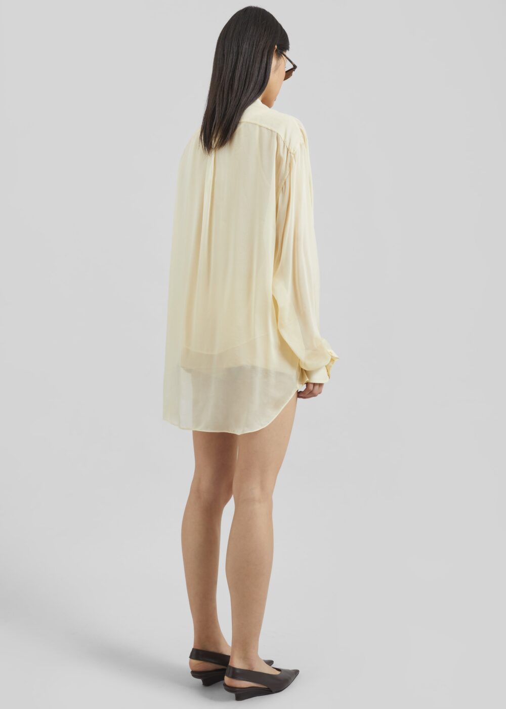 Oria Sheer Silk Chiffon Shirt - Pale Yellow - Image 10