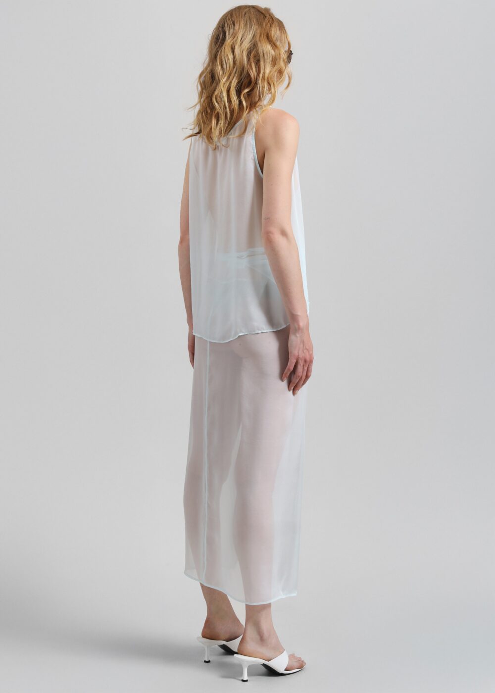 Oria Sheer Silk Chiffon Tank - Pale Blue - Image 6