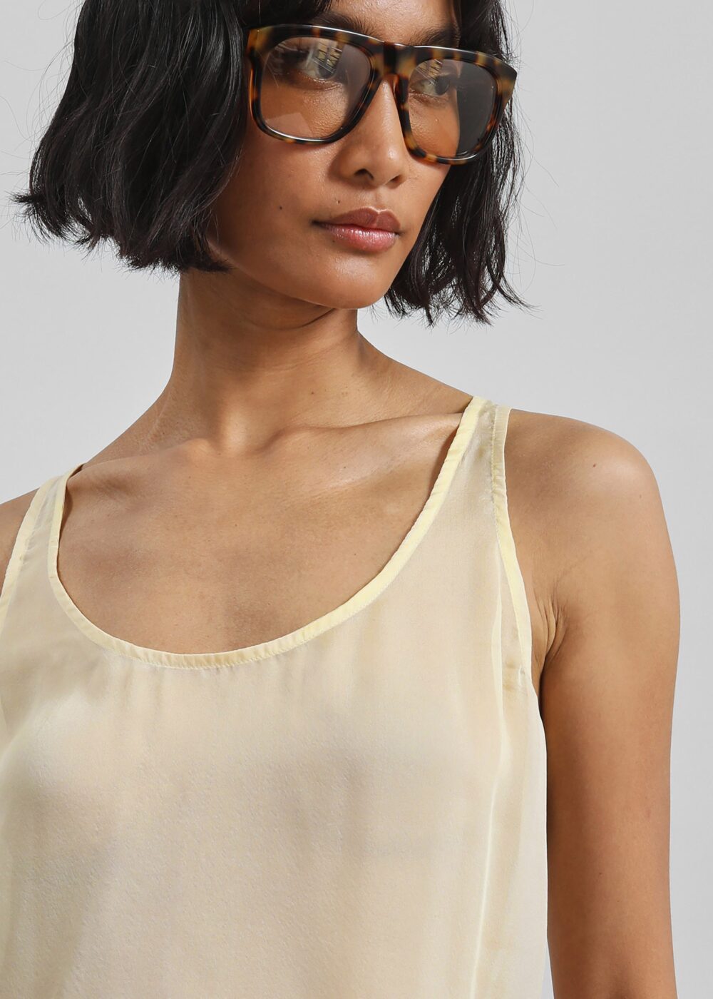 Oria Sheer Silk Chiffon Tank - Pale Yellow - Image 6