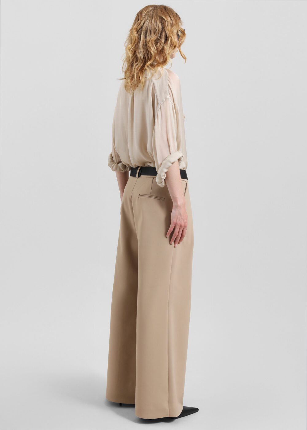 Oria Sheer Silk Chiffon Shirt - Beige - Image 10
