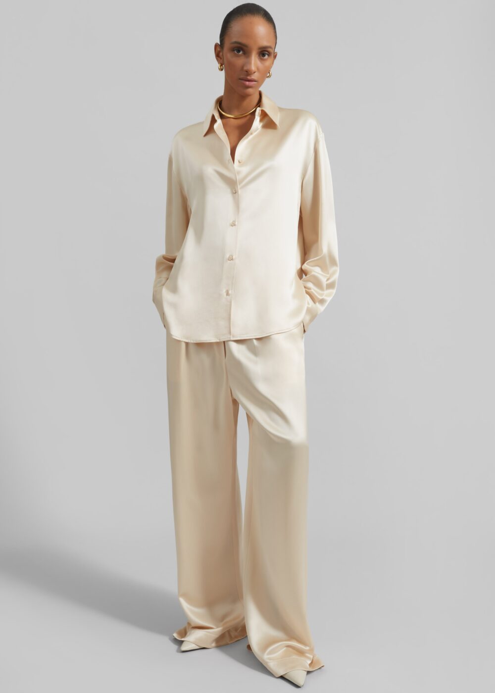 Peri Satin Shirt - Champagne - Image 3