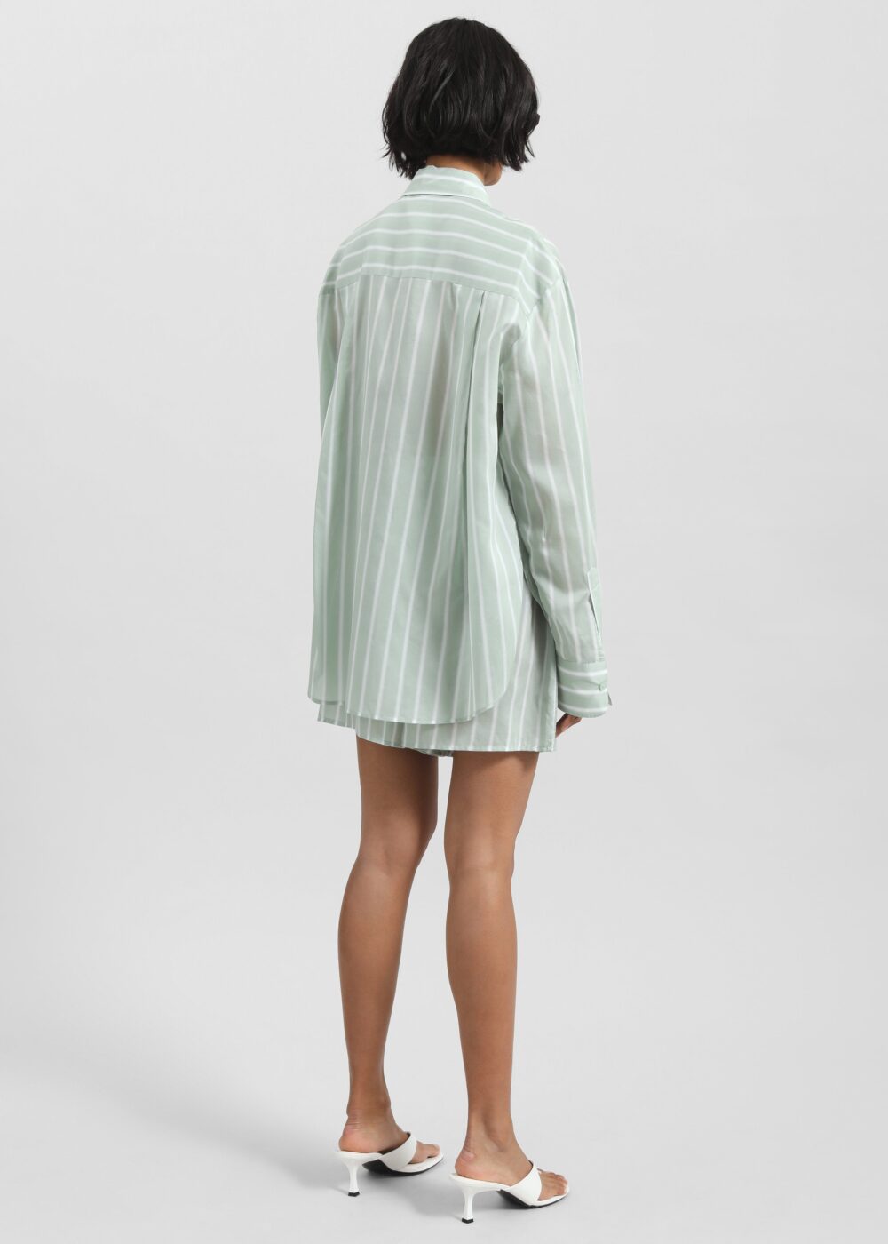 Lui Silk Boxer Shorts - Green Stripe - Image 9