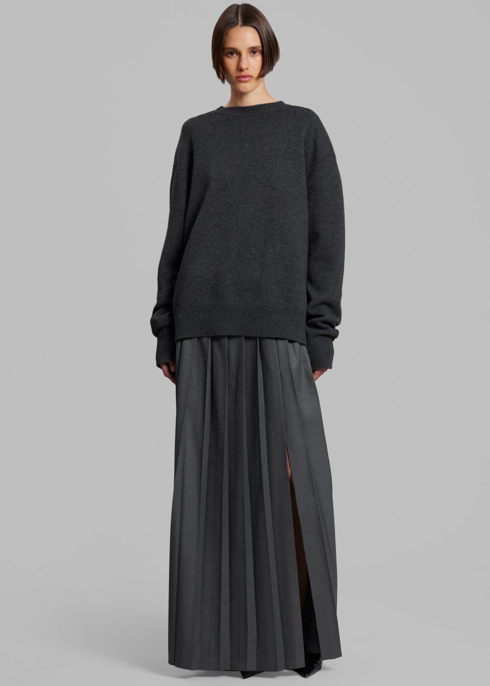 Rafaela Padded Knit Sweater - Dark Grey Melange - Image 5