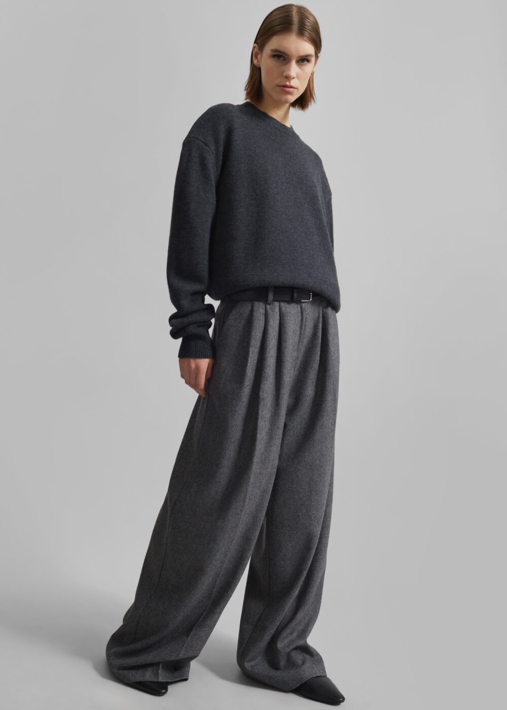 Rafaela Padded Knit Sweater - Dark Grey Melange - Image 8
