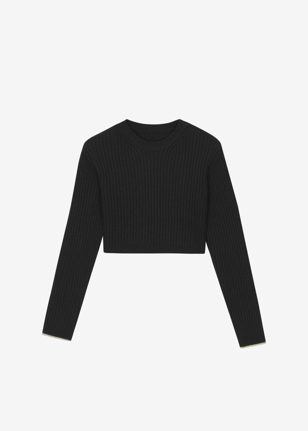 Ritsem Cropped Ribbed Wool Sweater - Black - Image 7